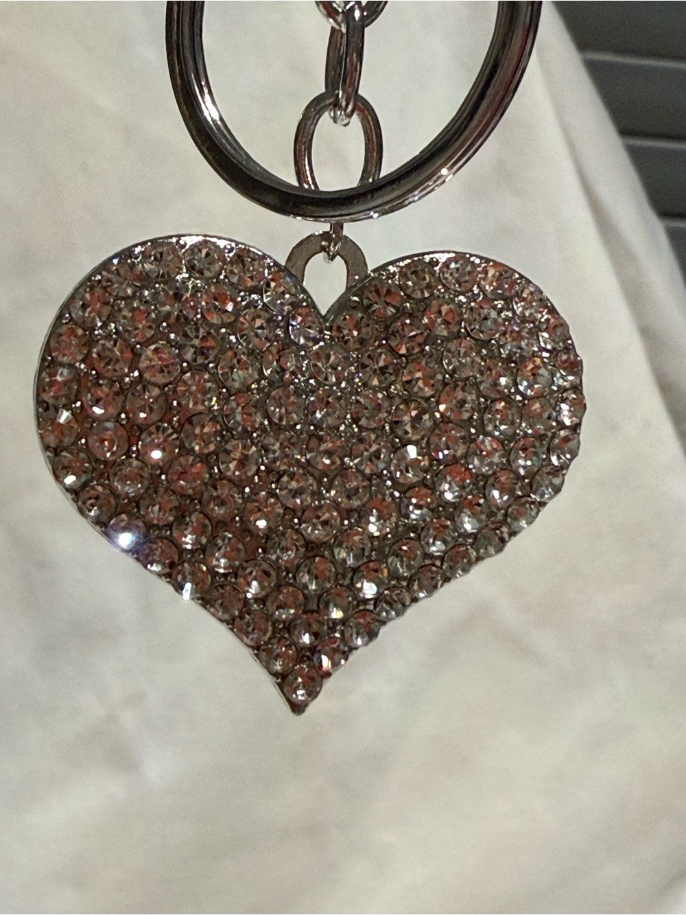 New - AB Rhinestone Silver Heart Keychain - Picture 7 of 8